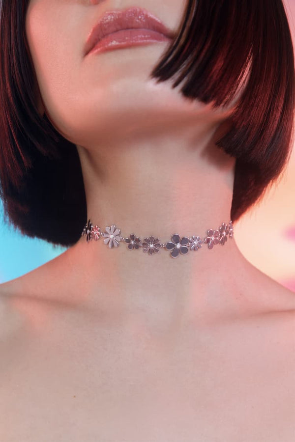 flower choker necklace in silver - MAM